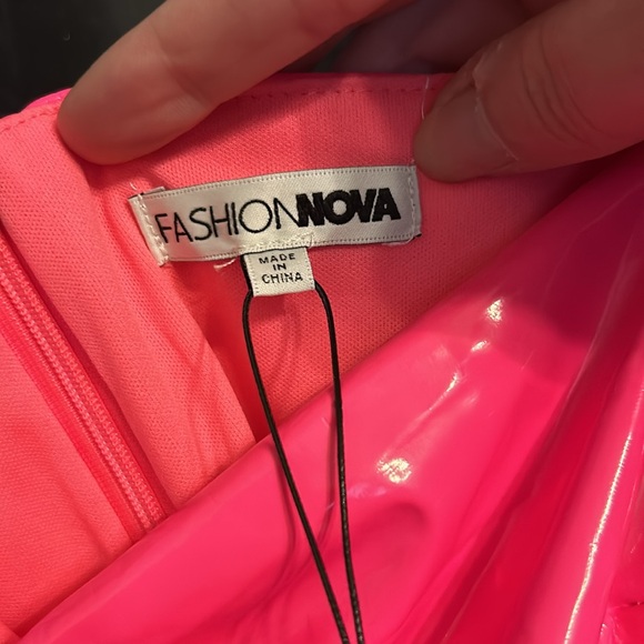 Fashion Nova Brand New Plastic Pink Mini Dress - Picture 5 of 8
